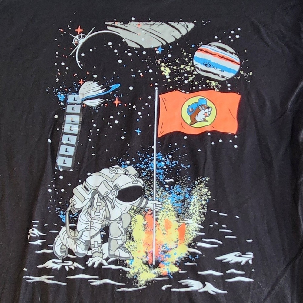 BUC-CEE'S‎ Graphic T-Shirt Mens Large Black Long Sleeve Space Astronaut Moon NEW